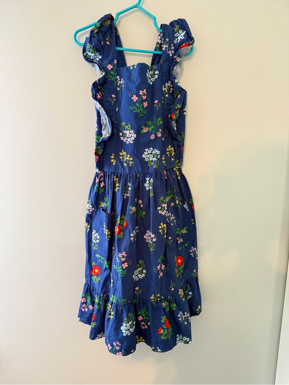 Hanna Andersson floral print ruffle strap smocked dress size 10